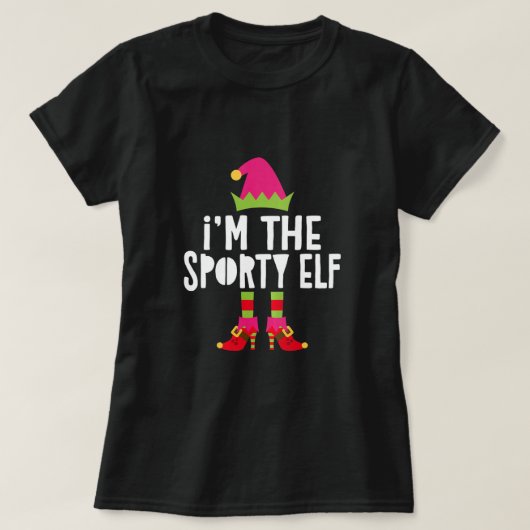 Ik ben de Sporty Elf T-Shirt die kerstkosten aanpa (Design voorkant)