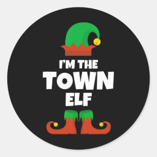 Ik ben de stad elf familie pyjama kerst grappig ronde sticker