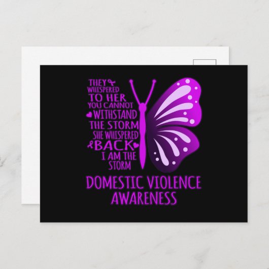 Ik ben de Storm die het bewustzijn van huiselijk g Aankondigingskaart (Voorkant / Achterkant)