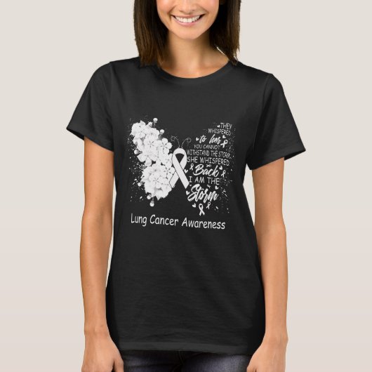 Ik ben de Storm Lung Cancer Awareness Butterfly T-shirt (Voorkant)