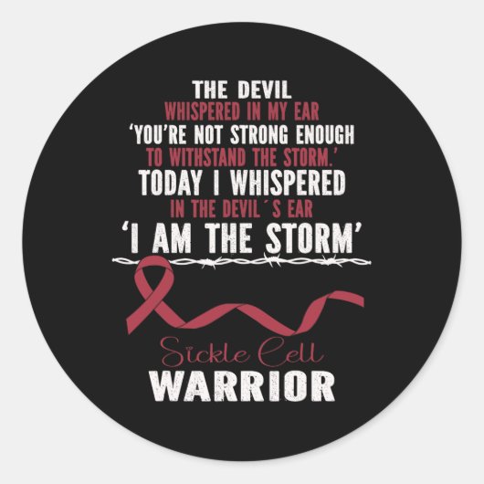 Ik ben de Storm Sickle Cell Warrior Retro Bourgogn Ronde Sticker (Voorkant)