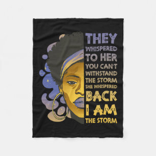 Ik ben de storm Sterke Zwarte Vrouw Zwarte Geschie Fleece Deken