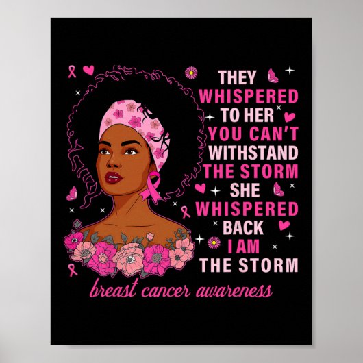 Ik ben de Storm Zwarte Vrouw Roze Borstkanker Awar Poster (Voorkant)