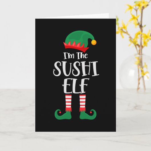 Ik ben de Sushi Elf Bijpassende Kerst Kaart (Gele Bloem)