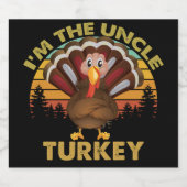 Ik ben de Thanksgiving van de familie Oom Turkije. Sparkling Wijnetiket (Enkel label)