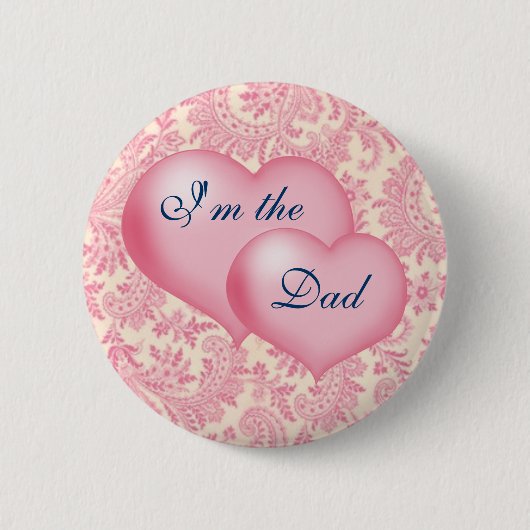 "Ik ben de vader" Roze Ronde Button 5,7 Cm (Voorkant)