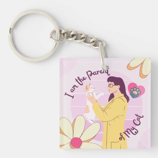 Ik ben de vader van mijn kat sleutelhanger (voorkant)