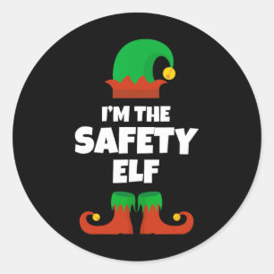 Ik ben de veiligheid elf familie pyjama kerst grap ronde sticker