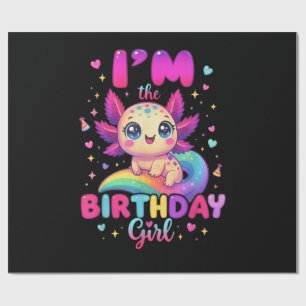 Ik ben de verjaardagsmeisje Axolotl Cadeaupapier