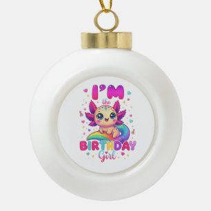 Ik ben de verjaardagsmeisje Axolotl Keramische Bal Ornament