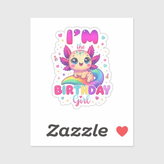 Ik ben de verjaardagsmeisje Axolotl Sticker (Vel)