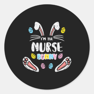 Ik ben de verpleegster Bunny Cute Pasen Matching F Ronde Sticker