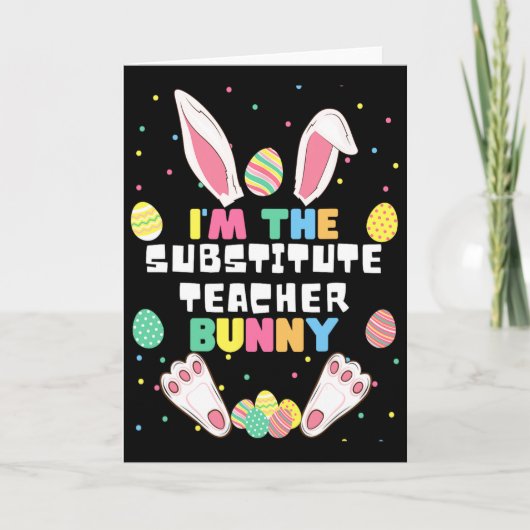 Ik ben de vervangende juf Bunny Funny Rabbit Pasen Kaart (Voorkant)