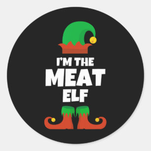 Ik ben de vleeself familie kerst grappig BBQ Grill Ronde Sticker