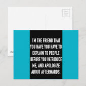 ik ben de vriend die je moet uitleggen en verontsc briefkaart (Voorkant / Achterkant)