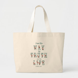 Ik ben de Weg de Waarheid en het Leven Typografie Grote Tote Bag