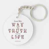 Ik ben de Weg de Waarheid en het Leven Typografie Sleutelhanger (Achterkant)