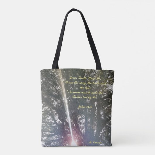 "Ik ben de weg, de waarheid, het leven" Canvas tas (Achterkant)