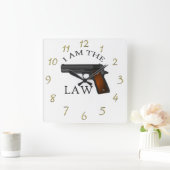 Ik ben de wet met een handvol pistool vierkante klok (Huis)