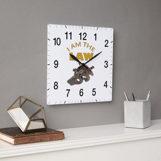 Ik ben de wet met een m4a1 machine pistool vierkante klok (Kantoor)