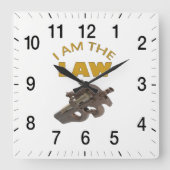 Ik ben de wet met een m4a1 machine pistool vierkante klok (Voorkant)