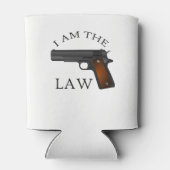 Ik ben de wet met een pistool blikjeskoeler (Achterkant)