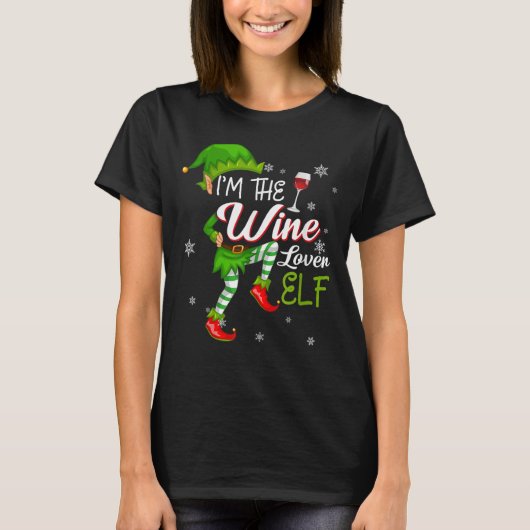 Ik ben de Wine Lover Elf Matching Family Kerstmis T-shirt (Voorkant)