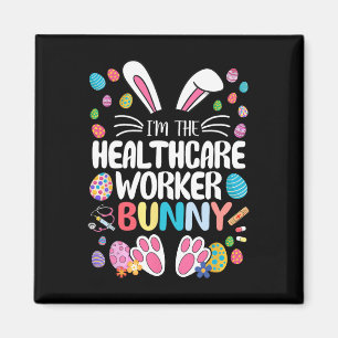Ik ben de zorgmedewerker Bunny Funny Bunny Ear Ea Magneet