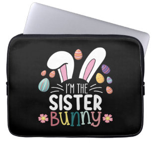 Ik ben de zus Bunny Pasen Familie Matching Laptop Sleeve