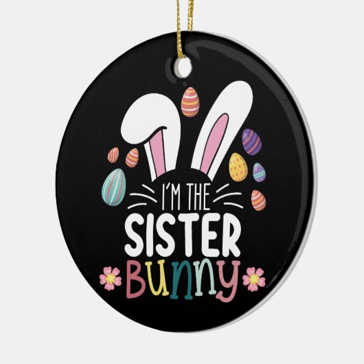 Ik ben de zuster Bunny Paasfamilie bijpassend Keramisch Ornament (Links)