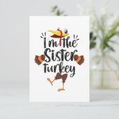 Ik ben de Zuster Turkey Funny Thanksgiving Familie RSVP Kaartje (Staand voorkant)