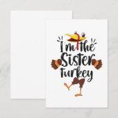 Ik ben de Zuster Turkey Funny Thanksgiving Familie RSVP Kaartje (Voorkant / Achterkant)