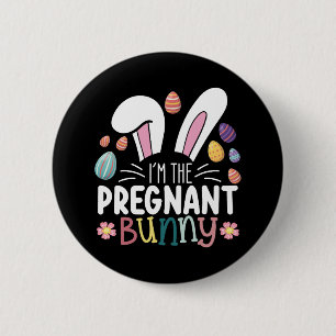 Ik ben de zwangere konijnenmoeder Paasfamilie Matc Ronde Button 5,7 Cm
