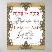 Ik ben degene die ik Ehyeh Asher Ehyeh Hebrew Exod Poster (Voorkant)