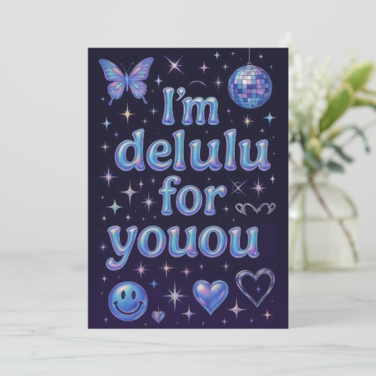 Ik ben Delulu voor jou Bedankkaart (Staand voorkant)