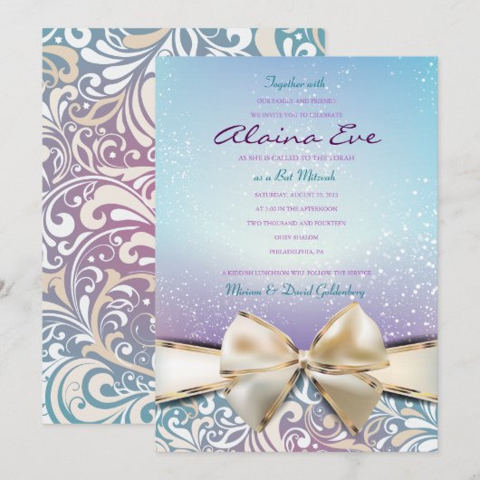 IK BEN DEVINE Bat Mitzvah Uitnodiging (Voorkant / Achterkant)