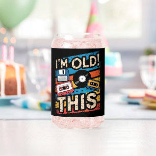 Ik ben deze oude kleurrijke retro muziek nostalgie blikvorm glas