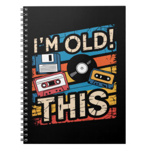Ik ben deze oude kleurrijke retro muziek nostalgie notitieboek
