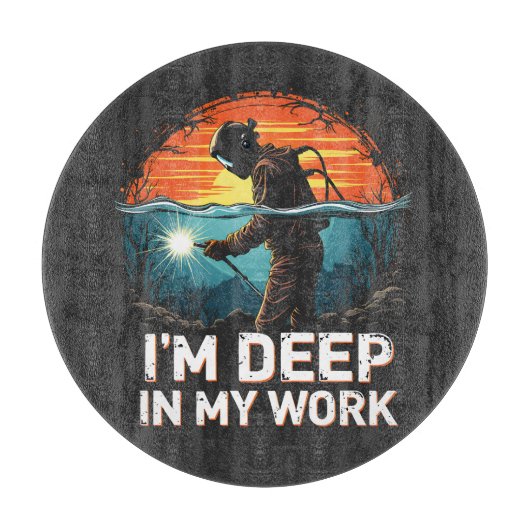 Ik ben diep in mijn werk Zee Welder Job Sunset Ret Snijplank (Voorkant)