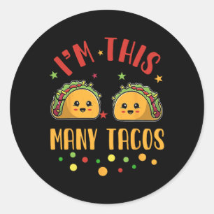 Ik ben dit aantal Tacos 2de verjaardag Twosday Cin Ronde Sticker