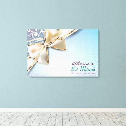 IK BEN DIVINE BOW Bar Bat Mitzvah Sign In Board Canvas Afdruk (Insitu (Houten vloer))
