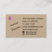 Ik ben dol op Butterfly Handmade By Name en Social Visitekaartje (Achterkant)