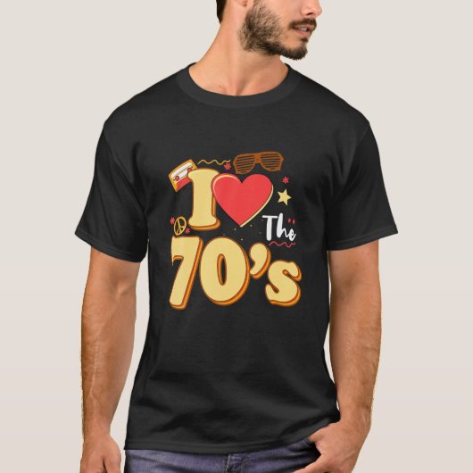 Ik ben dol op de 70 hartzeventieners kool Retro T-shirt (Voorkant)