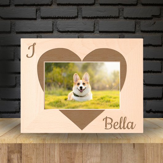 Ik ben dol op Dog Name Heart Photo Gegraveerde Lijstjes