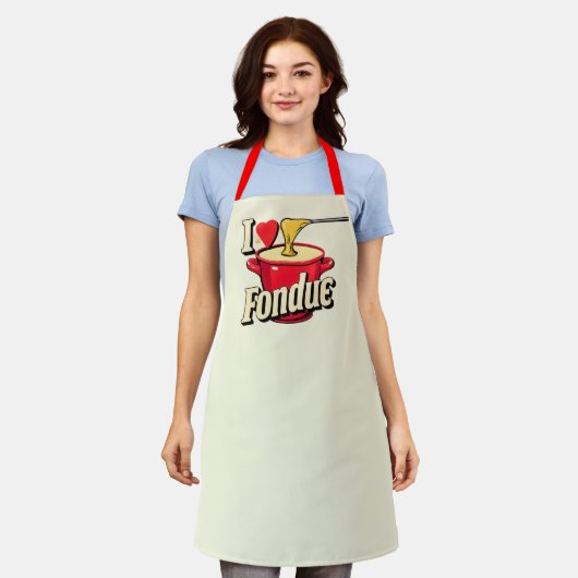 Ik ben dol op fondue -typografie schort (Gedragen)