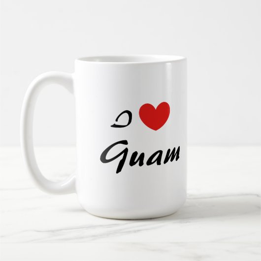 Ik ben dol op Guam Heart Typography Coffee Mok (Links)