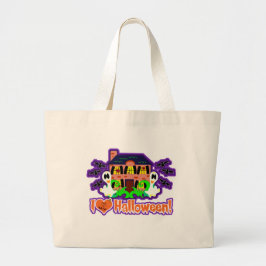 Ik ben dol op Halloween Funny Ghost Cartoon Grote Tote Bag