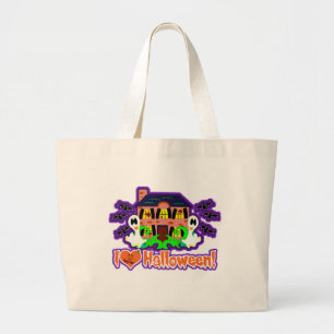 Ik ben dol op Halloween Funny Ghost Cartoon Grote Tote Bag