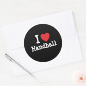 Ik ben dol op Handball-hart op maat Ronde Sticker (Envelop)
