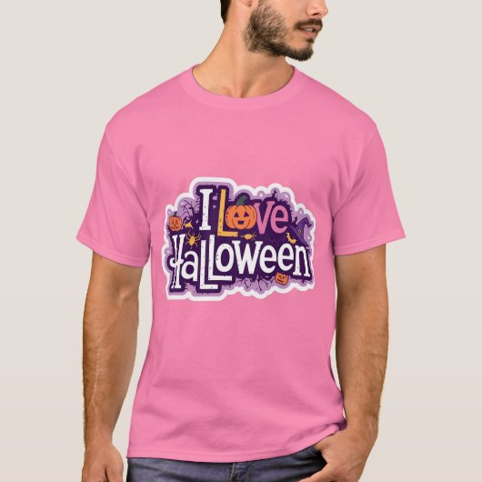 Ik ben dol op het roze T-shirt van Halloween Manne (Voorkant)